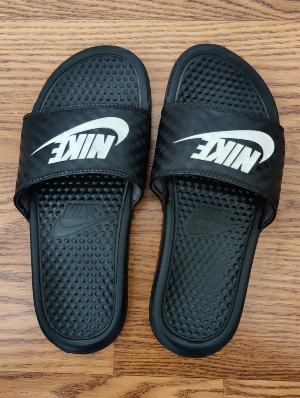 Nike Black Slide Sandals with White Logo